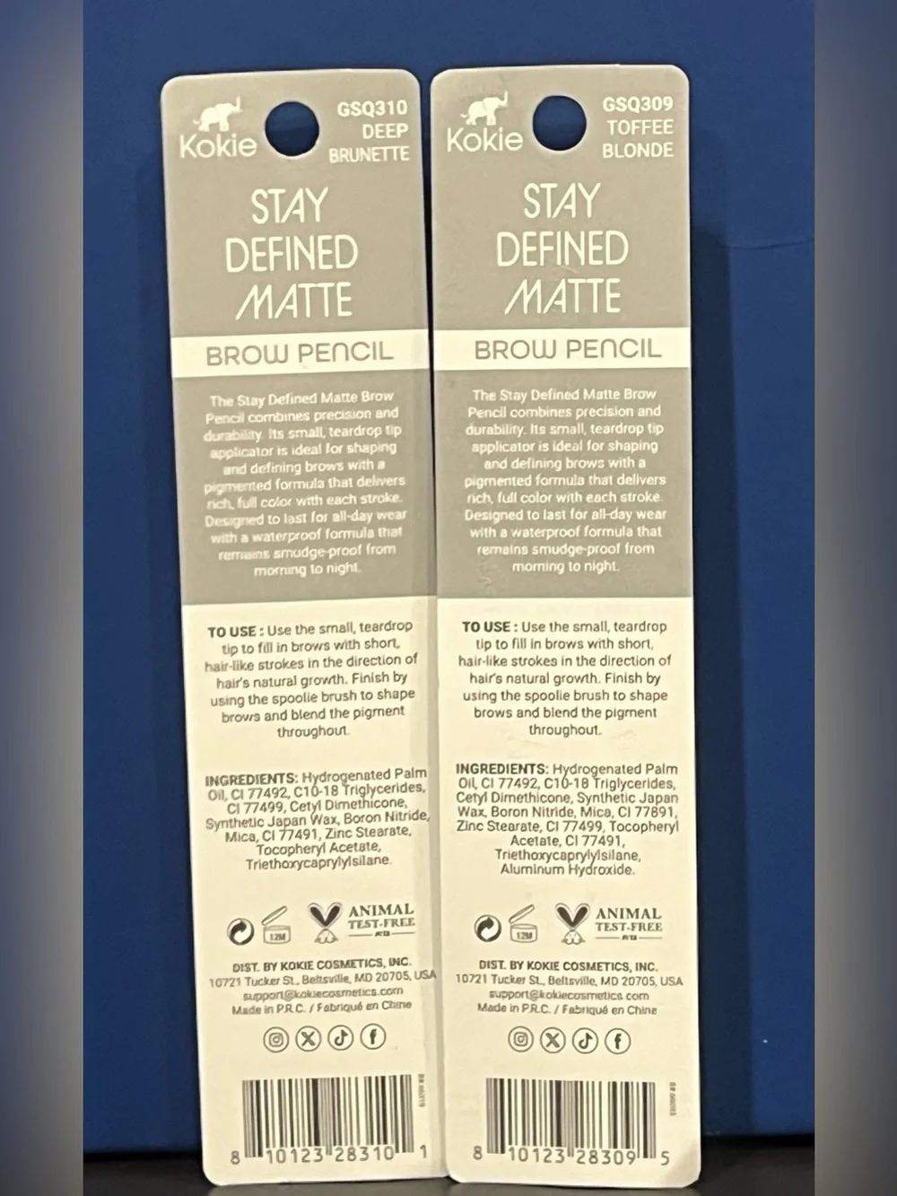 Kokie Stay Defined Matte Brow Pencil - Toffee Blonde & Deep Brunette